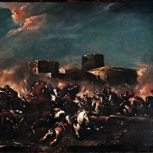 Battle Painting by Giovanni Antonio Guardi (1699-1760) 18th century Venice Museo Correr