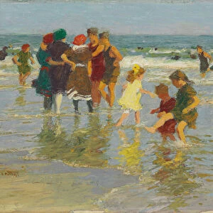 Beach Scene, (oil on panel)