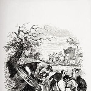 The breakdown, illustration from The Pickwick Papers by Charles Dickens