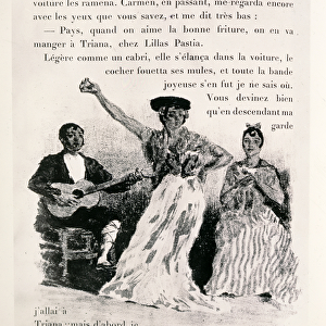 Carmen dancing, pub. 1901 (engraving)