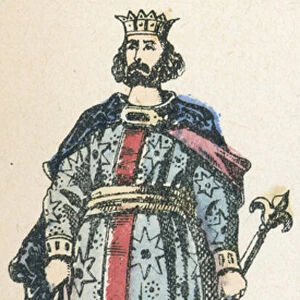 Childebert Ie, 6e roi, monte sur le trone en 511, mort en 558 (coloured engraving)