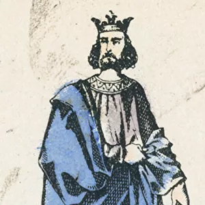 Childeric Ier, 4e roi, monte sur le trone en 458, mort en 481 (coloured engraving)