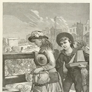 The childrens service on the sands (engraving)