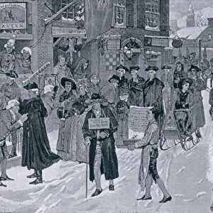 Christmas Morning in Old New York Before the Revolution, illustration from Harpers Weekly, pub