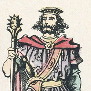 Clotaire 1er, 7e roi de France, monte sur le trone en 558, mort en 561 (coloured engraving)