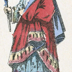 Clovis III, 16e roi, monte sur le trone en 691, mort en 695 (coloured engraving)