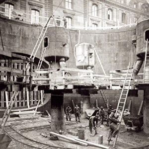 Construction of the Metro in Paris, 18th January 1907 (b / w photo)