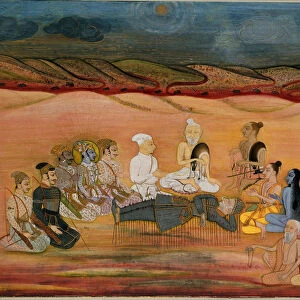 The Death of Bhishma, Mortally Wounded by Arjunas Numerous Arrows, c