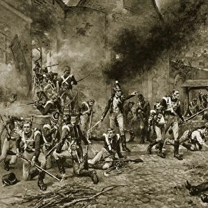 The defence of Hougoumont, June 18th, 1815 (litho)