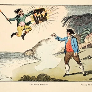 The Dublin Smugglers, 1808 (hand-coloured engraving)