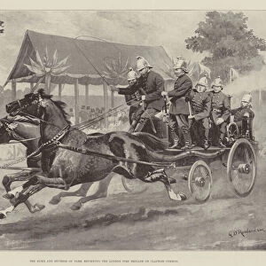 The Duke and Duchess of York reviewing the London Fire Brigade on Clapham Common (litho)