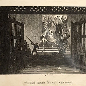 Elizabeth Brought Prisoner to the Tower, from The Tower of London, pub. 1840 (engraving)