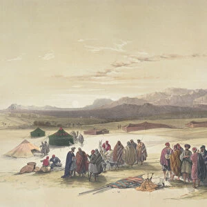 Encampment of the Alloeen in Wady Araba (hand-coloured litho)