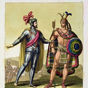 The Encounter between Hernando Cortes (1485-1547) and Montezuma II (1466-1520)