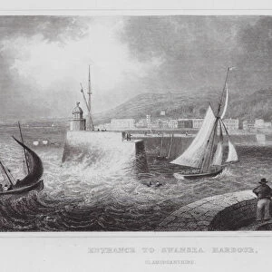 Entrance to Swansea Harbour, Glamorganshire (engraving)