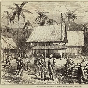 The Expedition against the Malays of Perak, Officers Quarters, Campong Boyah (engraving)