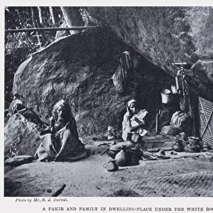 A Fakir and Family in Dwelling-Place under the White Rock, near Dowlie (b / w photo)
