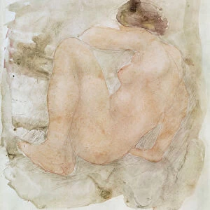 Female nude (pencil & w / c on paper)