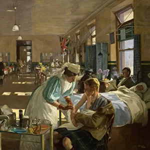 The First Wounded in London Hospital, August 1914, 1915 (oil on canvas)