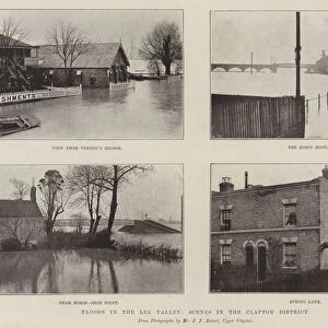 Floods in the Lea Valley, Scenes in the Clapton District (engraving)