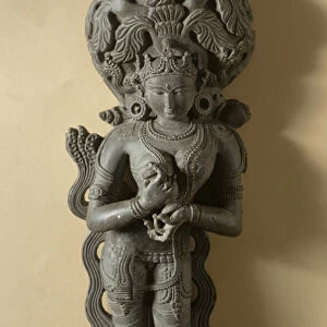Ganga, goddess who personifies the sacred River Ganges, Mahanad, Bengal (stone)