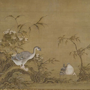 Geese on a Riverbank, Qing dynasty (1644--1911), 1750 (hanging scroll