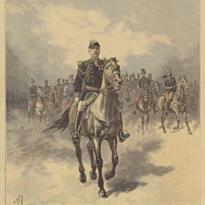 General de France, new commander of the 1st Corps of the French Army, entering Lille (colour litho)