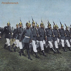 German army infantry soldiers marching on parade (photo)