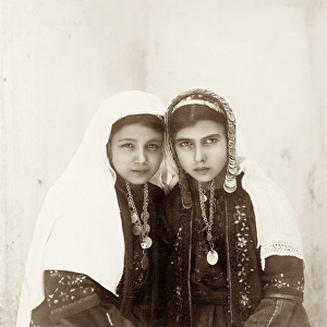 Two girls from Bethlehem, c. 1867-98 (b / w photo)