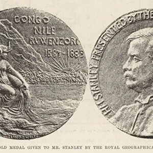 Gold Medal given to Mr Stanley by the Royal Geographical Society (b / w photo)