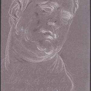 Head of a man, after the antique (verso) (black and white chalk on blue paper)