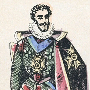 Henri 4, 63e roi de France, monte sur le Trone en 1589, mort en 1610 (coloured engraving)