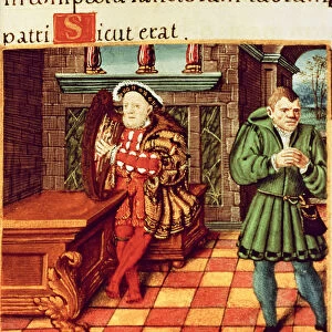 Henry VIII Playing a Harp with his Fool Wil Somers, from the Kings Psalter