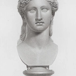 Hera or Juno, ancient Greco-Roman marble sculpture (engraving)