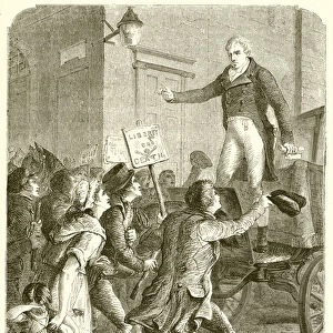 Hunt addressing the people at Manchester (engraving)