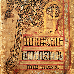 Initial page from the Lichfield Gospels, c. 720 (vellum)