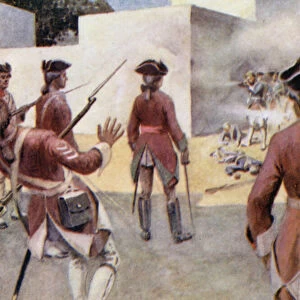 An Irish deserter fired at Clives head (colour litho)