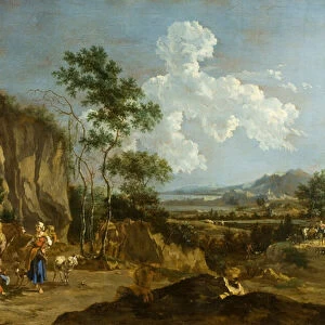 Italian Landscape (or Labourer Lunching), 18th century (oil on canvas)