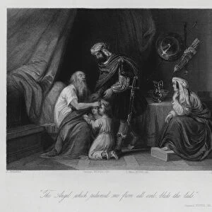 Jacob blessing Ephraim and Manasseh, Genesis XLVIII, 16 (engraving)