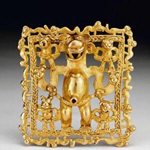 Jaguar-man bell pendant, from the Diquis culture, 700-1550 (gold)