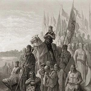 King Louis IX (1217-70) before Damietta, illustration from Bibliotheque des