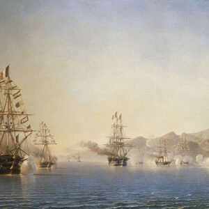 L Arrivee sur la Rade de Toulon du Prince President (Napoleon III), le 27 September 1852, (oil on canvas)