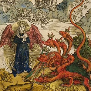 The Lady of the sun, 1498 (colour woodcut)