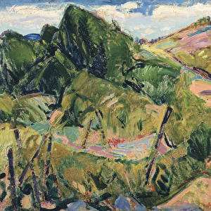 Landscape, c. 1916 (verso of 327404) (oil on gessoed board)