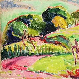 Landscape with Hills (oil on panel)