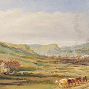 Landscape near Swansea, South Wales (oil on panel)