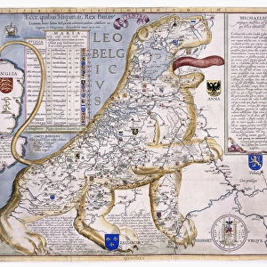 Leo Belgicus, showing the Low Countries in the shape of a lion