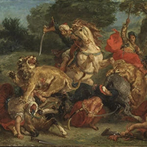 The Lion Hunt, 1855 (oil on canvas)