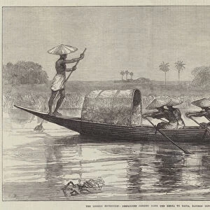The Looshai Expedition, Despatches carried down the Megna to Dacca, Eastern Bengal (engraving)