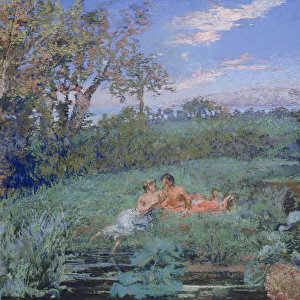 The Lovers on the River Bank, c. 1910-20 (pastel & w / c on paperboard)